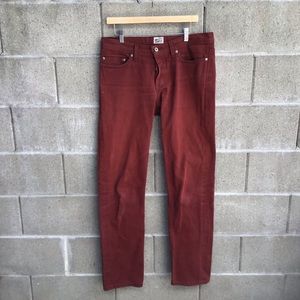 Naked & famous red rust raw selvedge denim jeans mens size 34x33